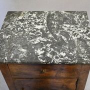 Directoire bedside table in walnut with marble top.