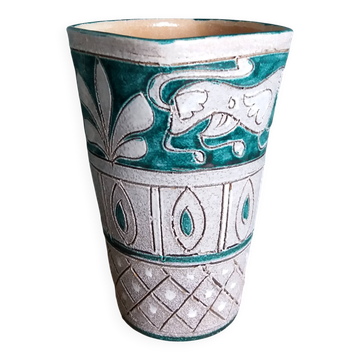 Sgraffito vase signed Nuovo Rinascimento, Fratelli Fanciullacci, Italy