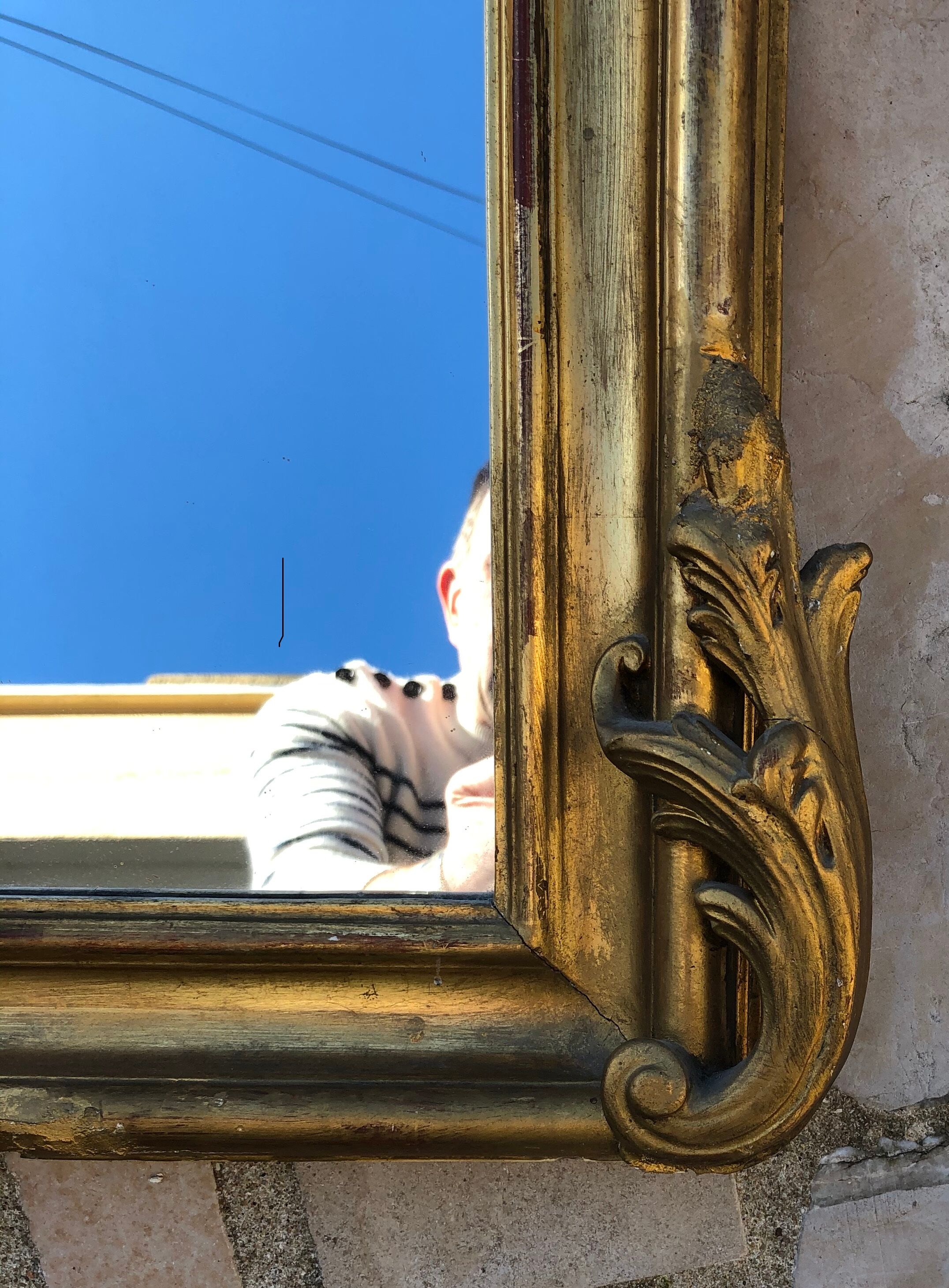 Old mirror in gilded wood 125x79cm