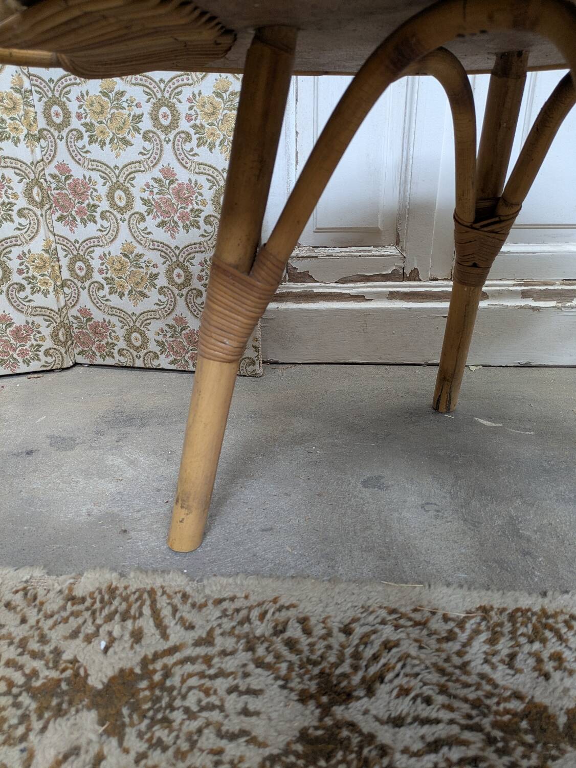 Rattan and glass coffee table