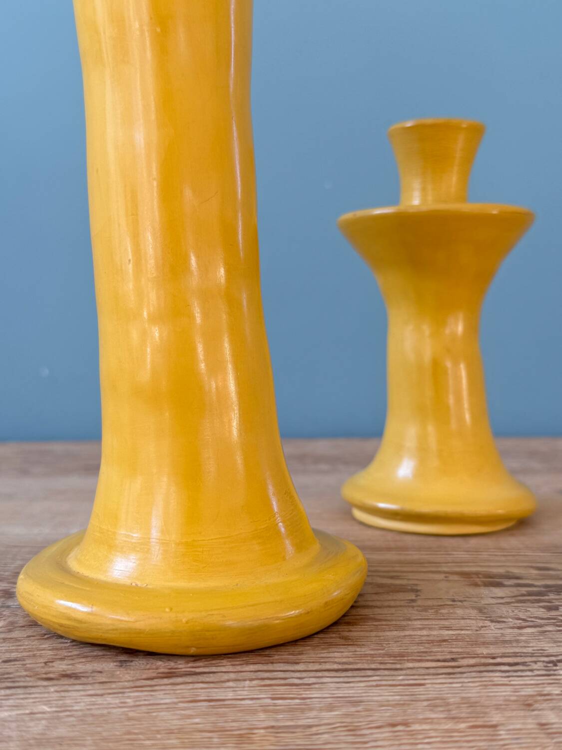 Two yellow ocher Tamegroute candle holders