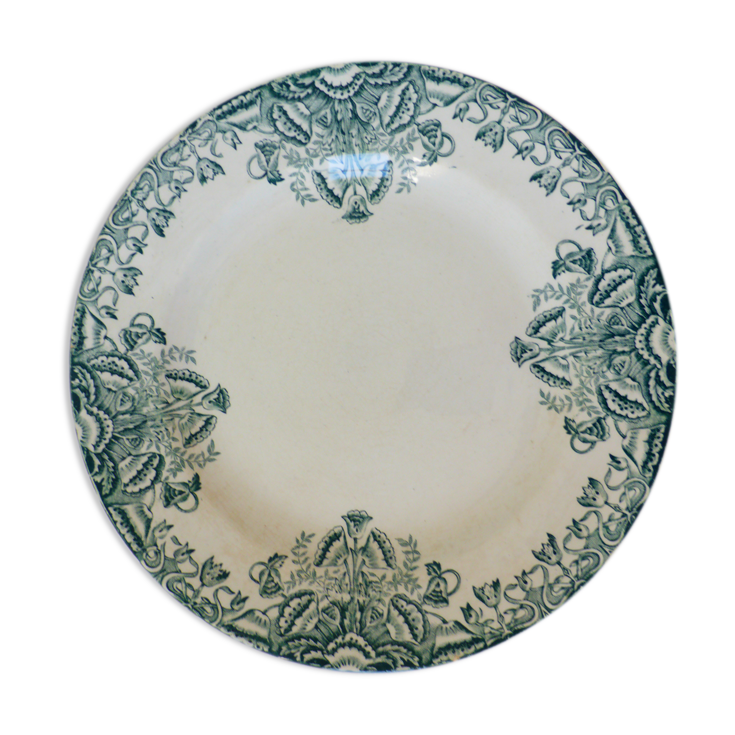 Plat rond A.Lebacqz et M.Bouchart motif Floral