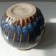 pot en gres ceramique emailler bleu dorer