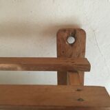 Wood shelf and metal hooks