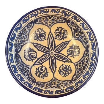 Hollow plate ceramic blue white signature to identify maghreb - early twentieth century