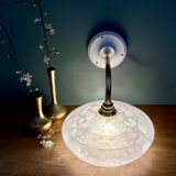 Vintage glass wall lamp with a white Clichy shade.