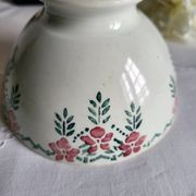Old Bowl in Earthenware with Flower Decoration Marked underneath M