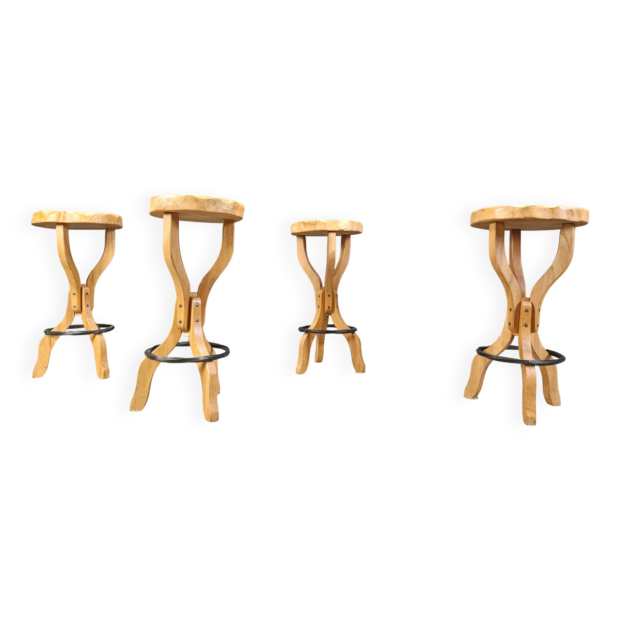 Mid century brutalist bar stools, 1960s - set of 4