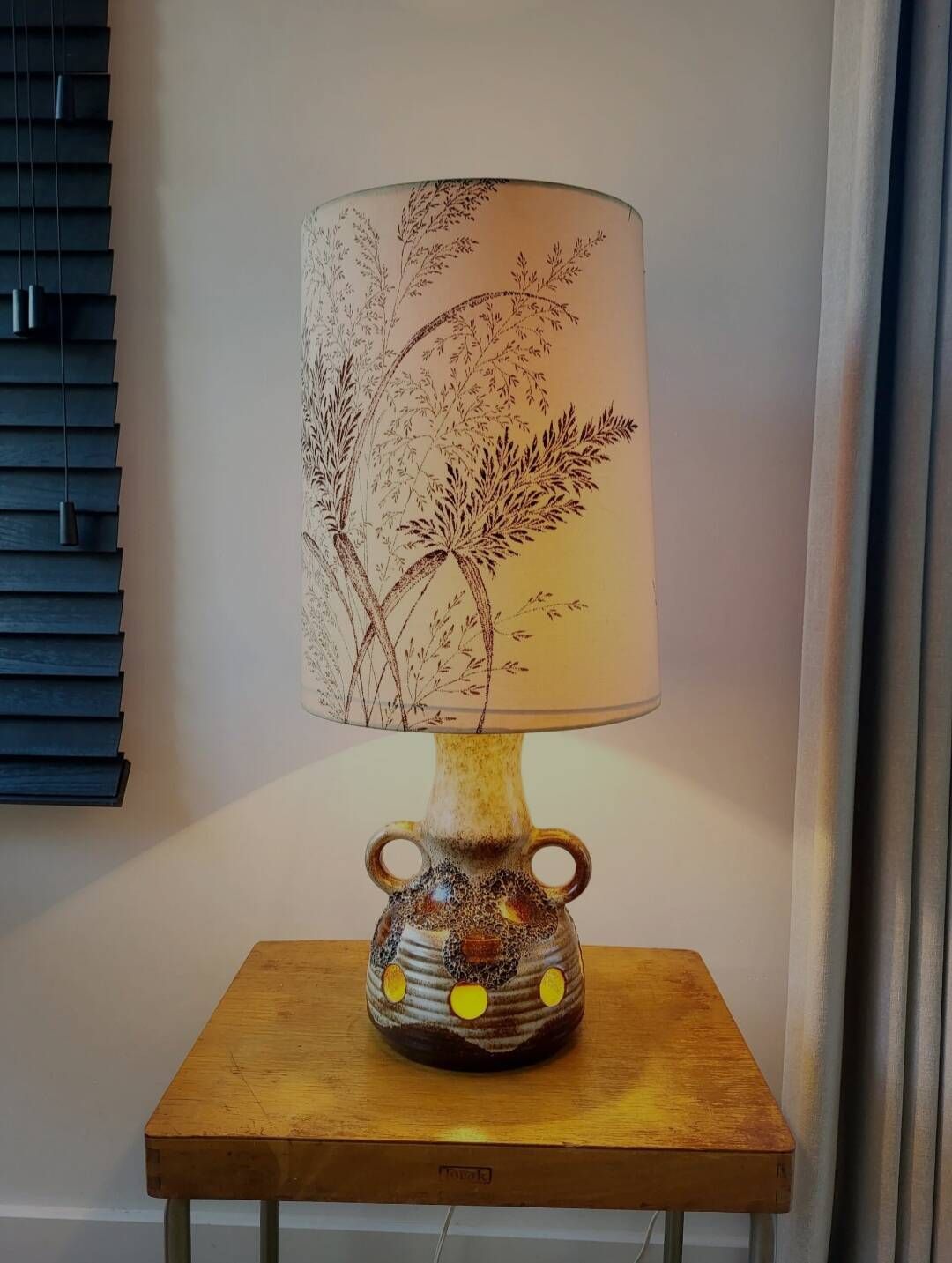 Vintage Fat lava tafellamp met originele kap, jaren 1970