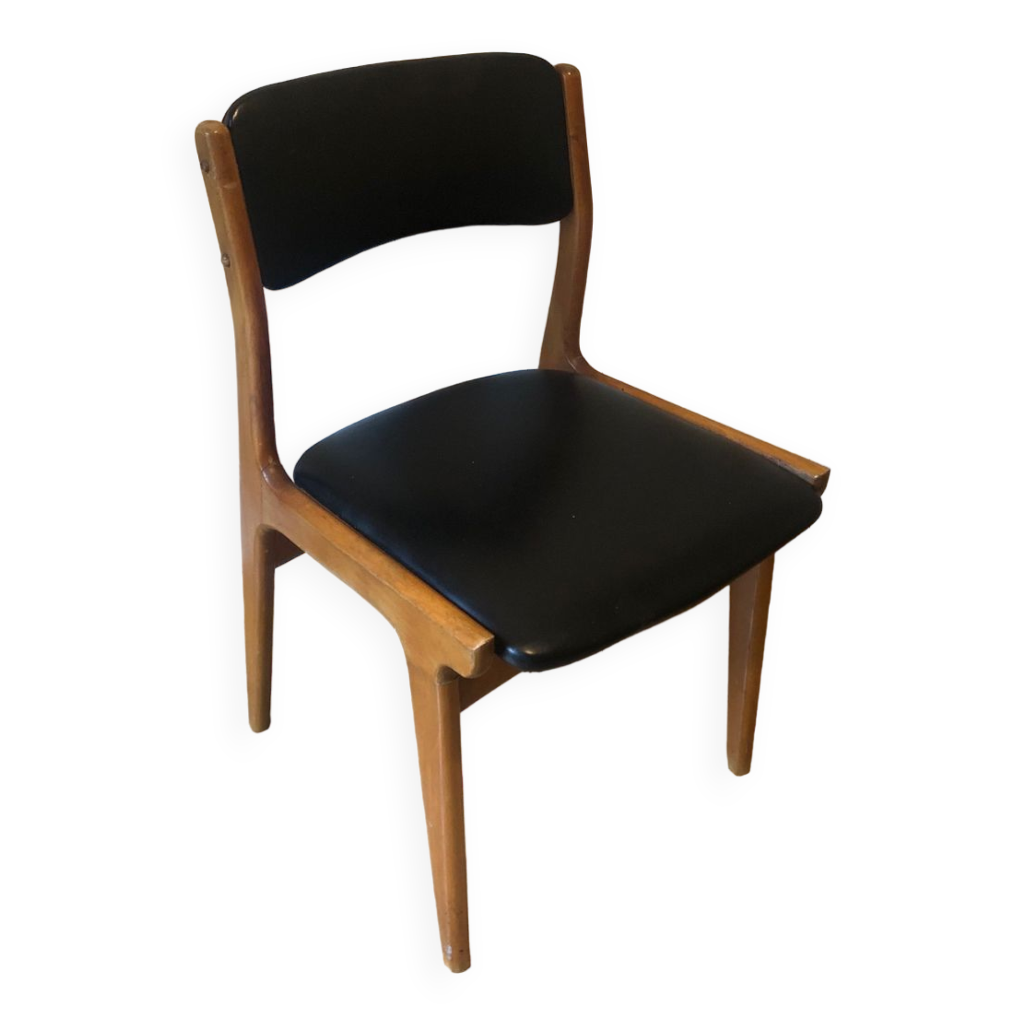 Scandinavian chair in black skai and wood