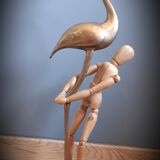 Brass pink flamingo