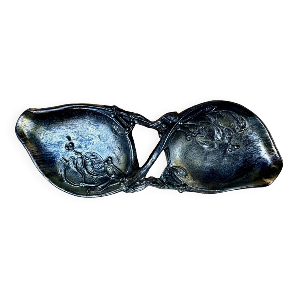 Double coupelle argenté signé Derriey Art Nouveau