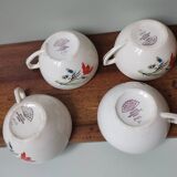 Set of 4 vintage coffee cups Sarreguemines Digoin France opaque real joel model