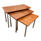 Series of 3 nesting tables from the 70s in wood and chromed metal