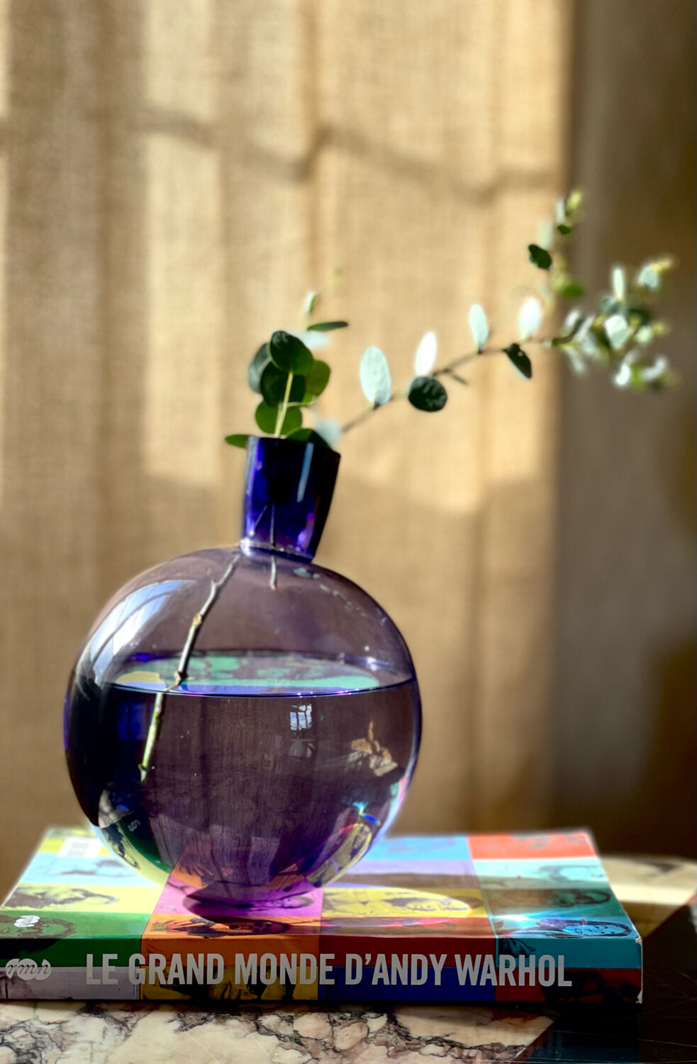 Purple vase inclined
