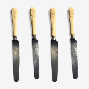 4 ivory handle knives 19 th