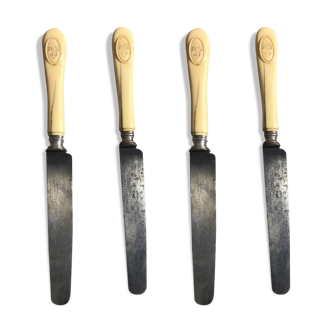4 ivory handle knives 19 th