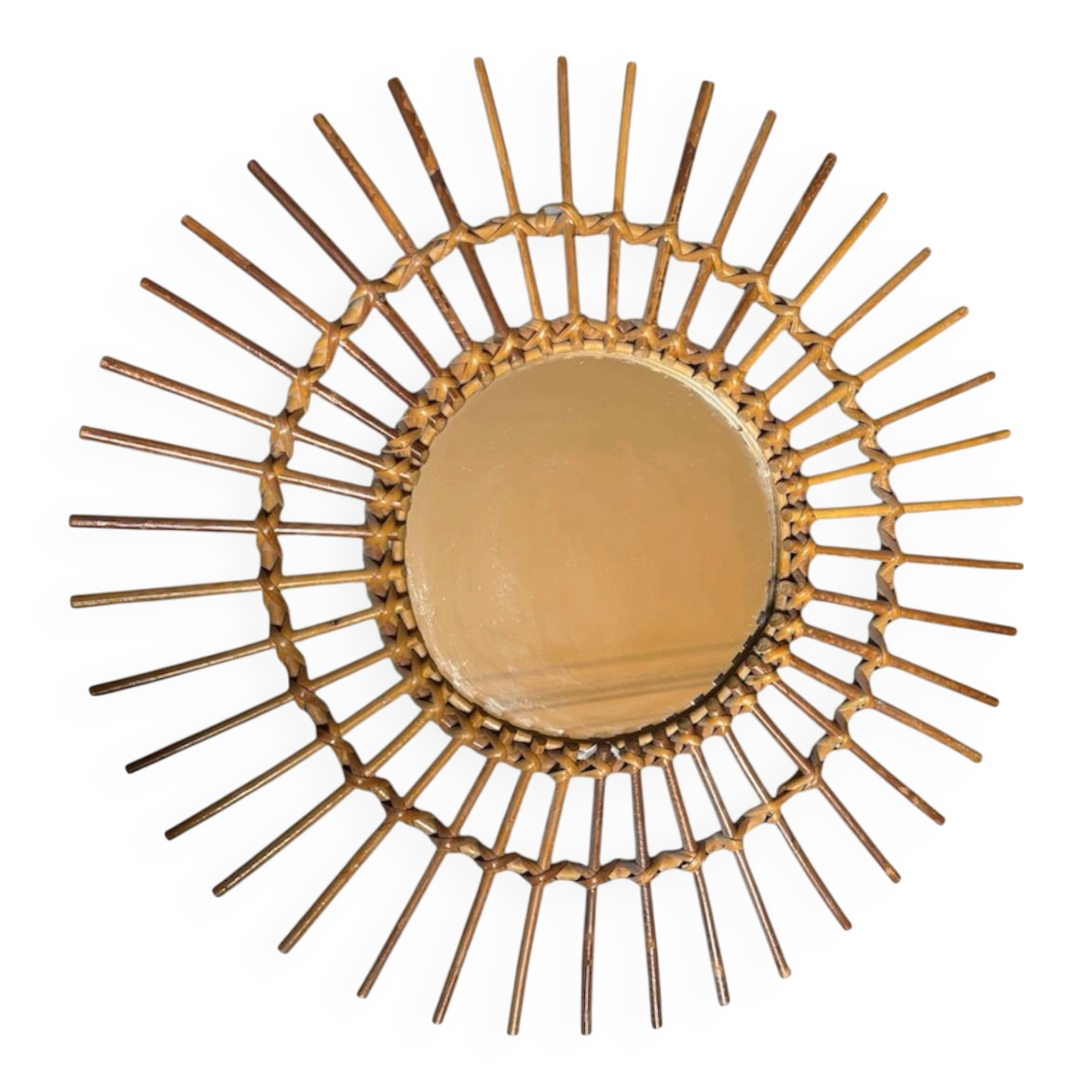 Rattan and wicker sun mirror