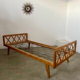 Old French design bed from the 50s daybed with vintage compass feet