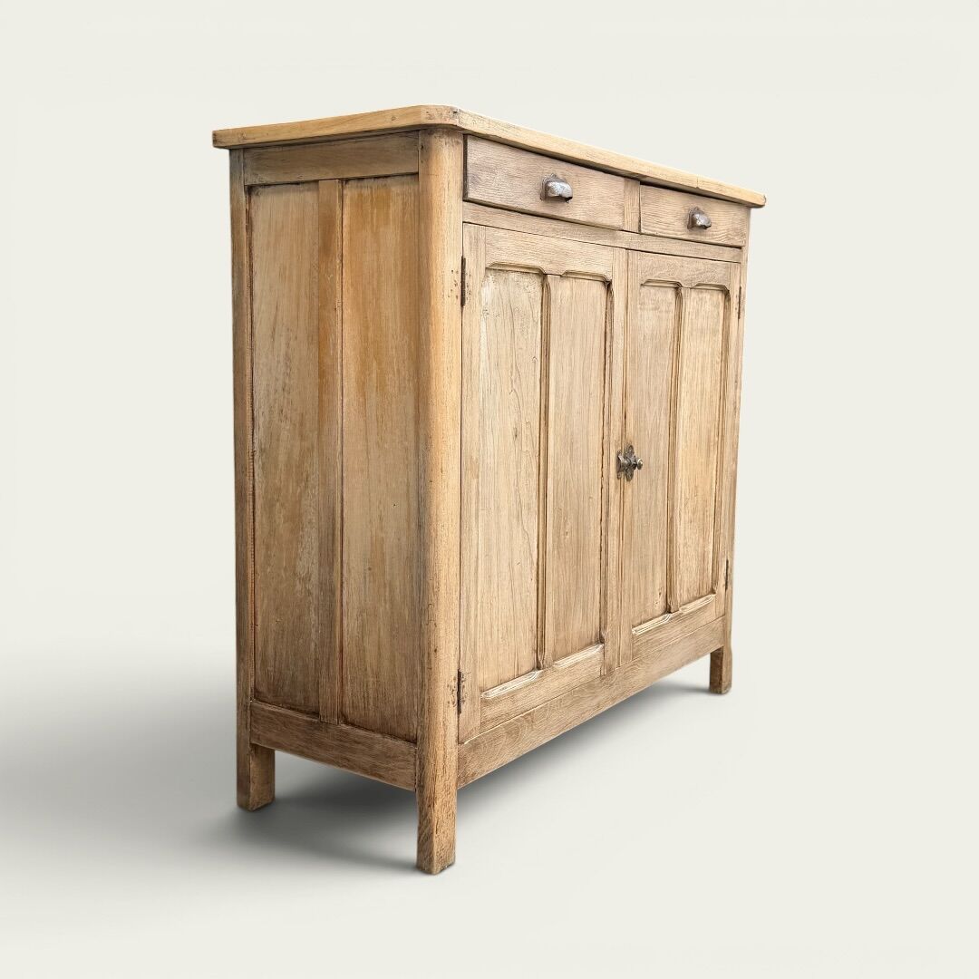 Antique patinated Parisian buffet with shell handles.