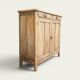 Antique patinated Parisian buffet with shell handles.