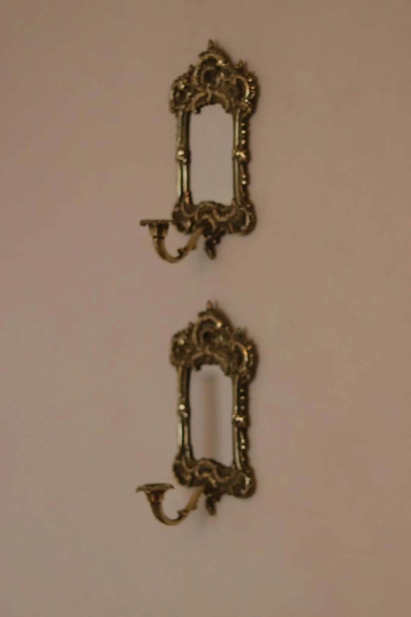 Pair of Mid-Century Swedish Brass Sconces with Mirror