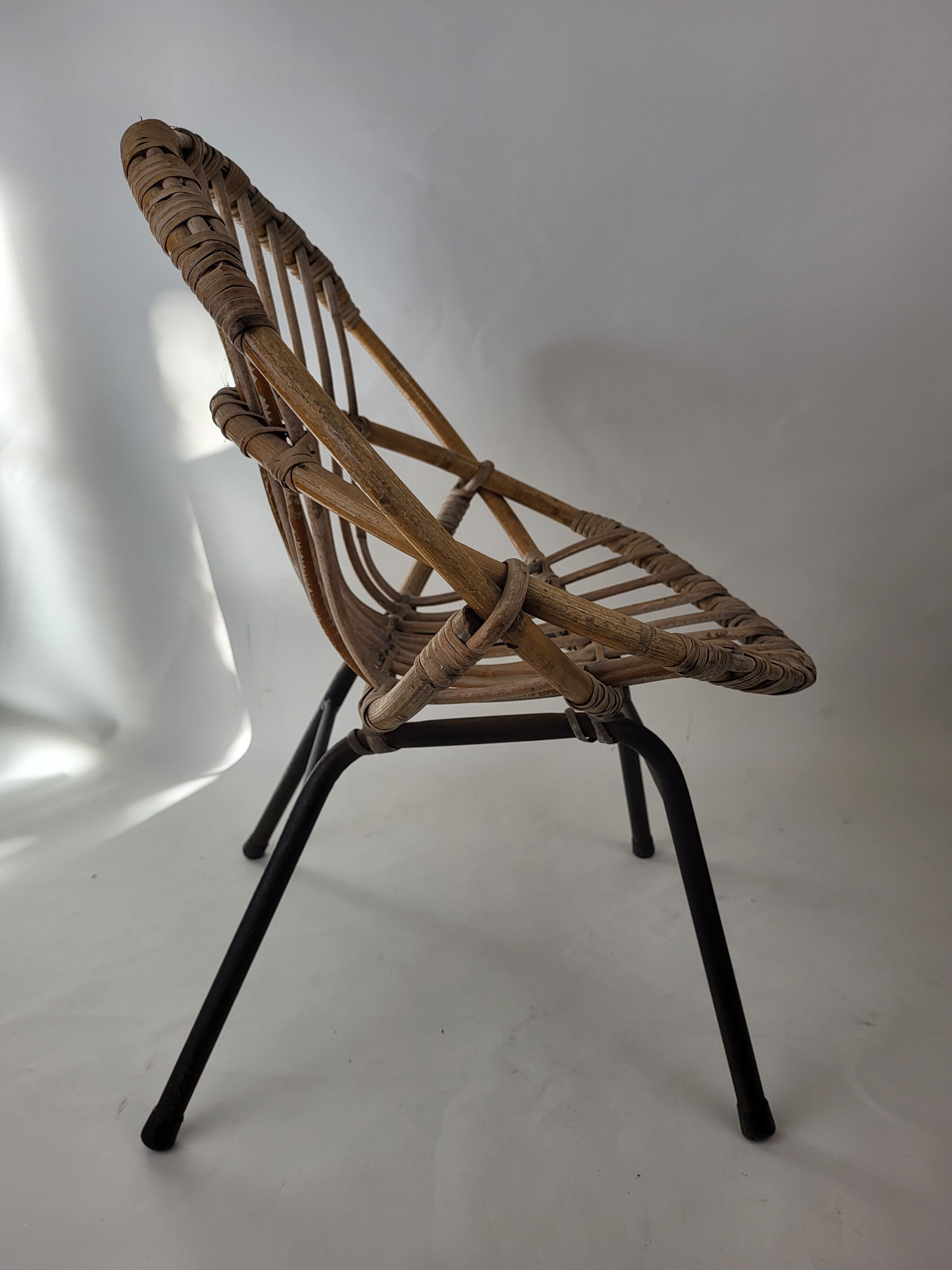 Children's armchair rattan and metal 60s