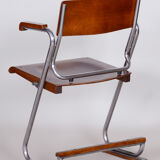 Chaise pliante Bauhaus restaurée, contreplaqué de hêtre, polonais relancé, Tchéquie, années 1930