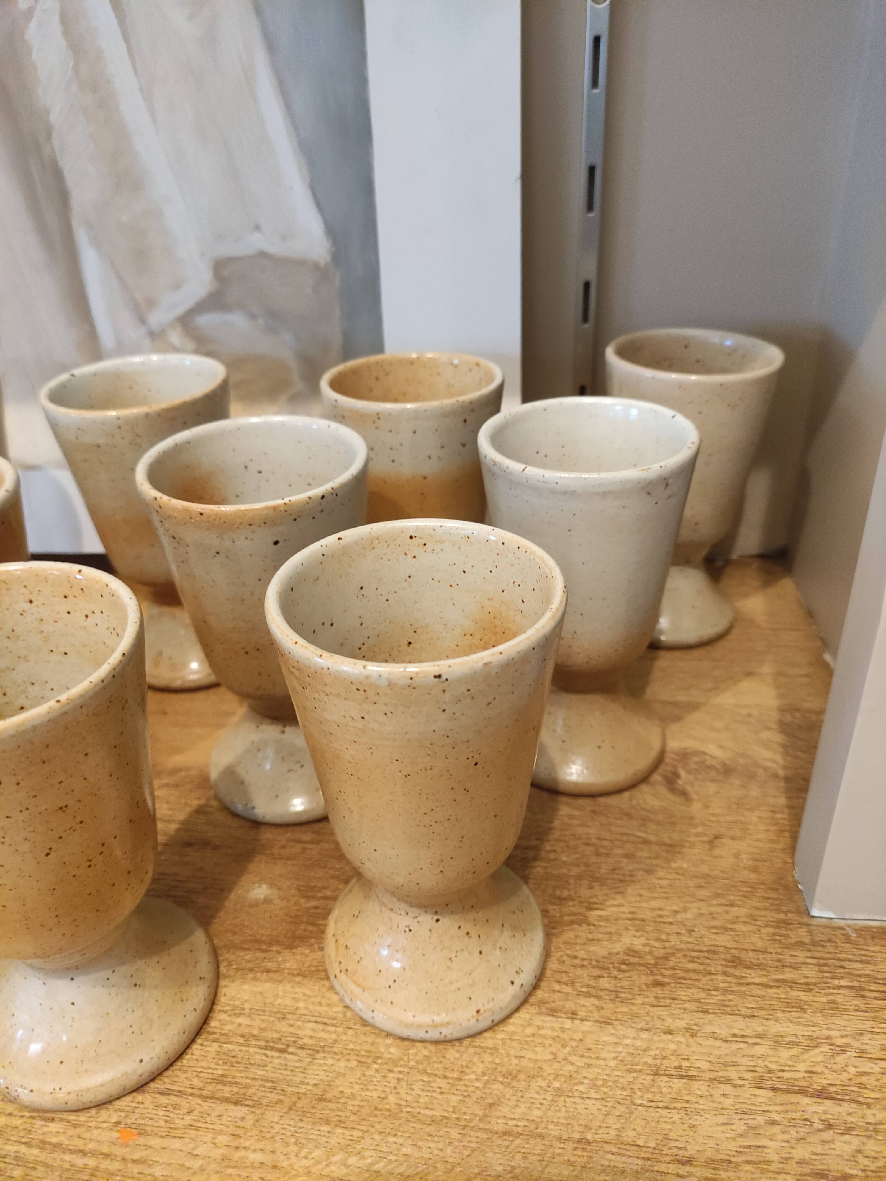 Set of 12 vintage stoneware mazagrans