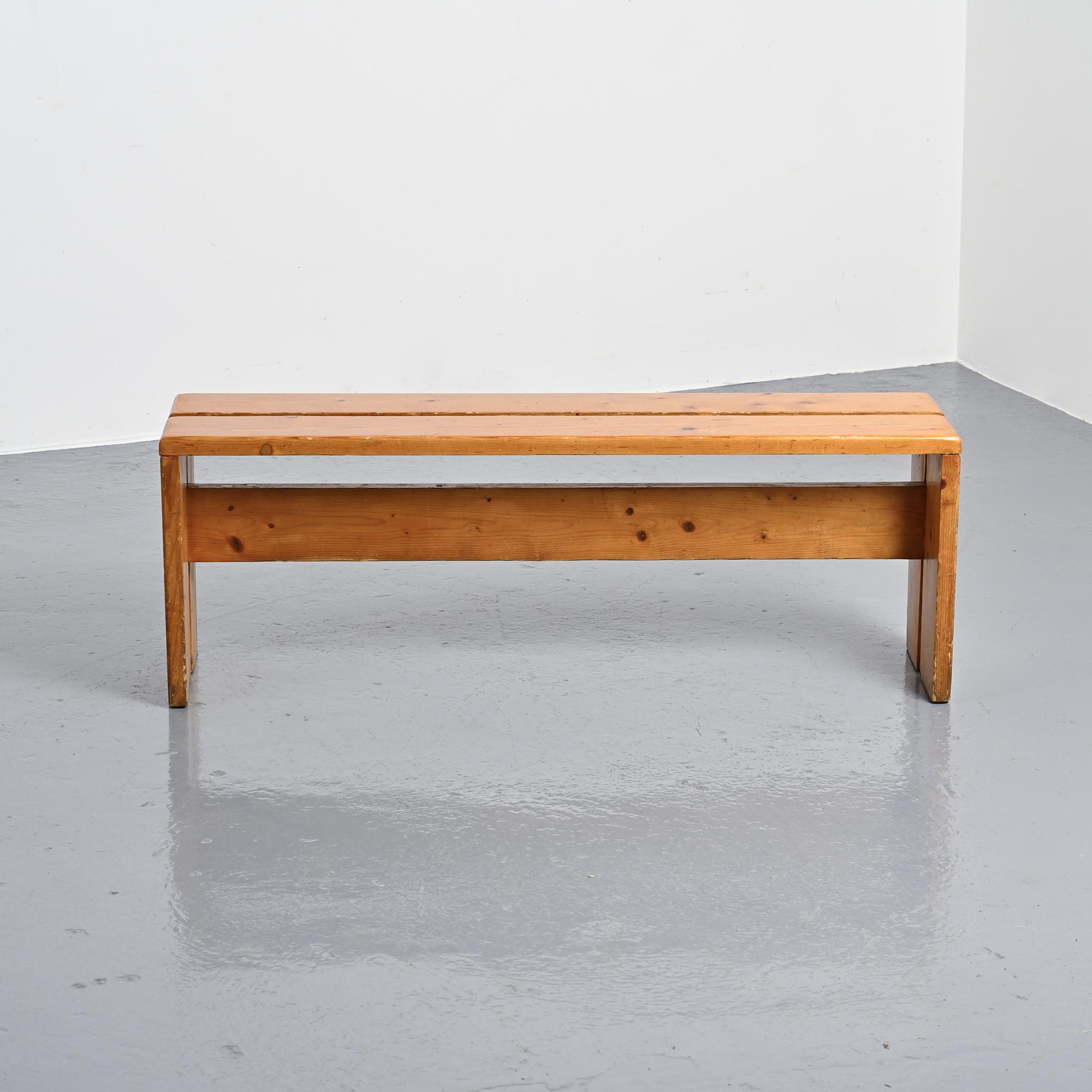 Solid pine bench, Les Arcs, circa 1973