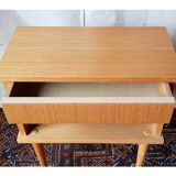 70s light oak bedside