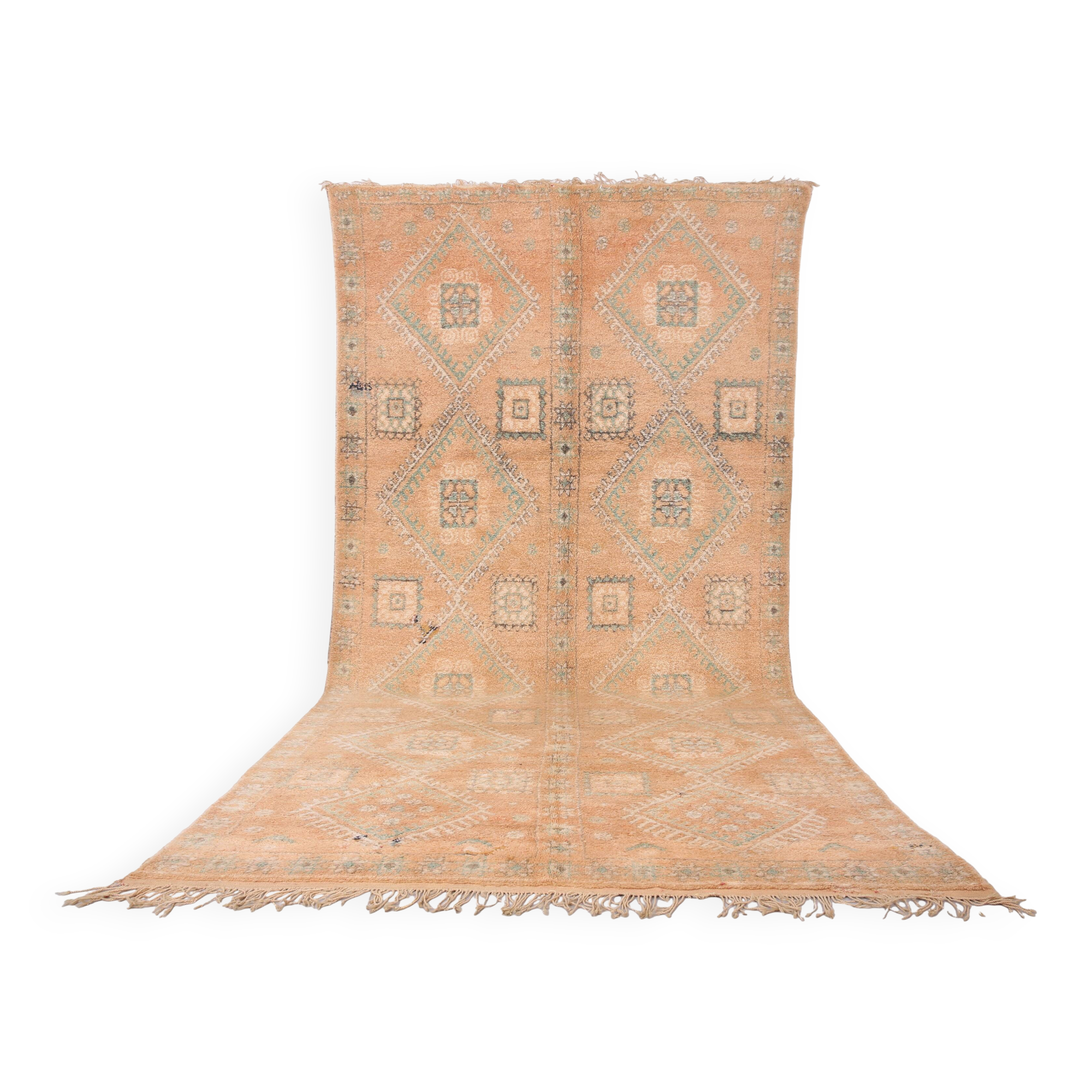 Large Vintage Moroccan Rug 188 x 387 cm - Peach Berber Rug - Handmade Rug