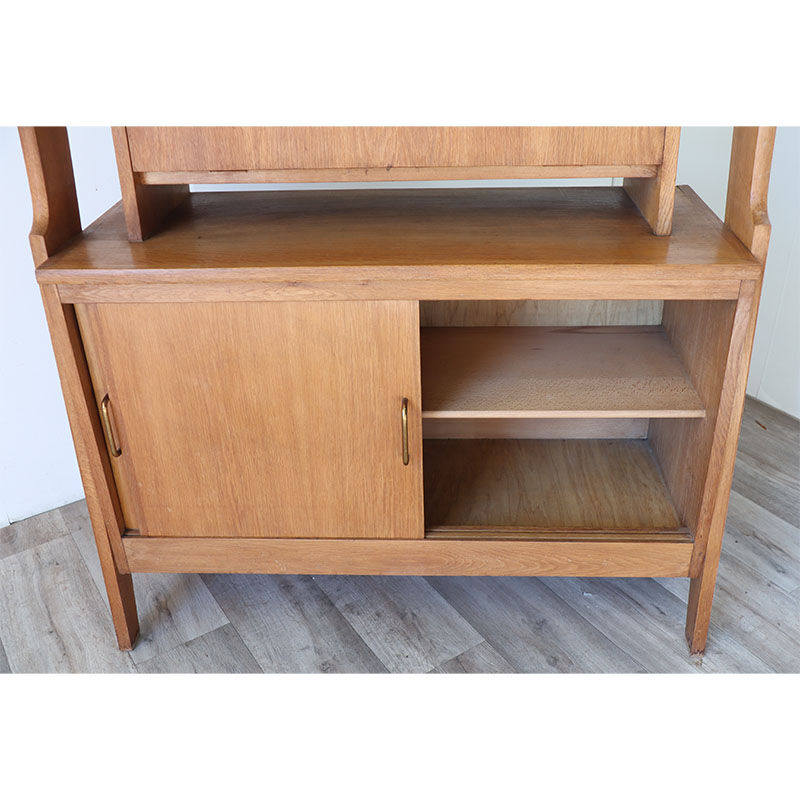 Bibliothèque avec secrétaire vintage en bois 1950