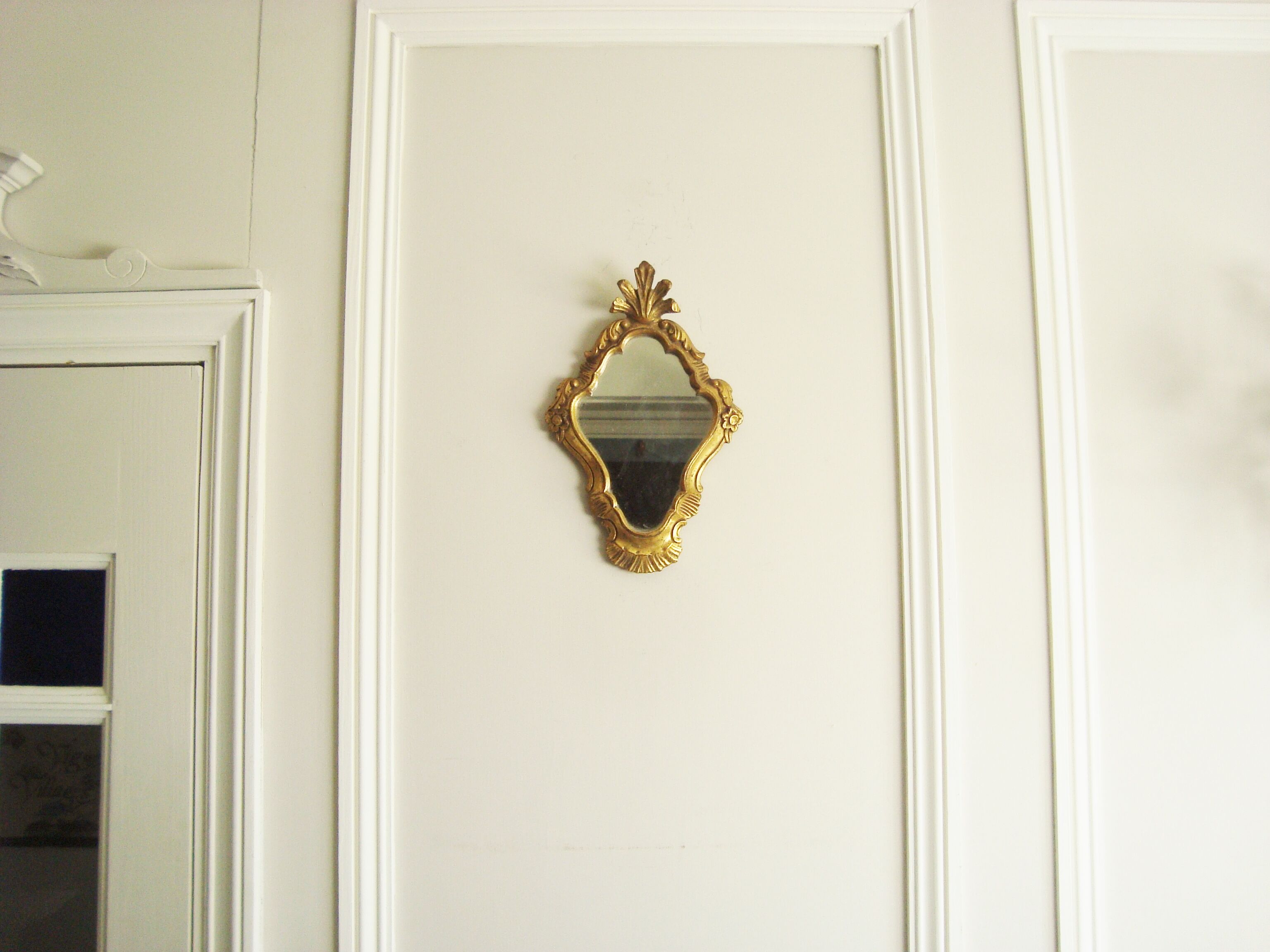 Vintage mirror resin effect golden wood