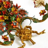 A pair of beautiful 1960s hand-painted and gilded metal wall lamps by Hans