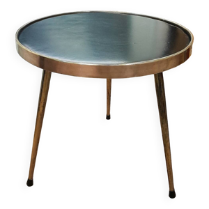 Table basse laiton et - simili cuir