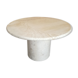 Round bass table in travertine