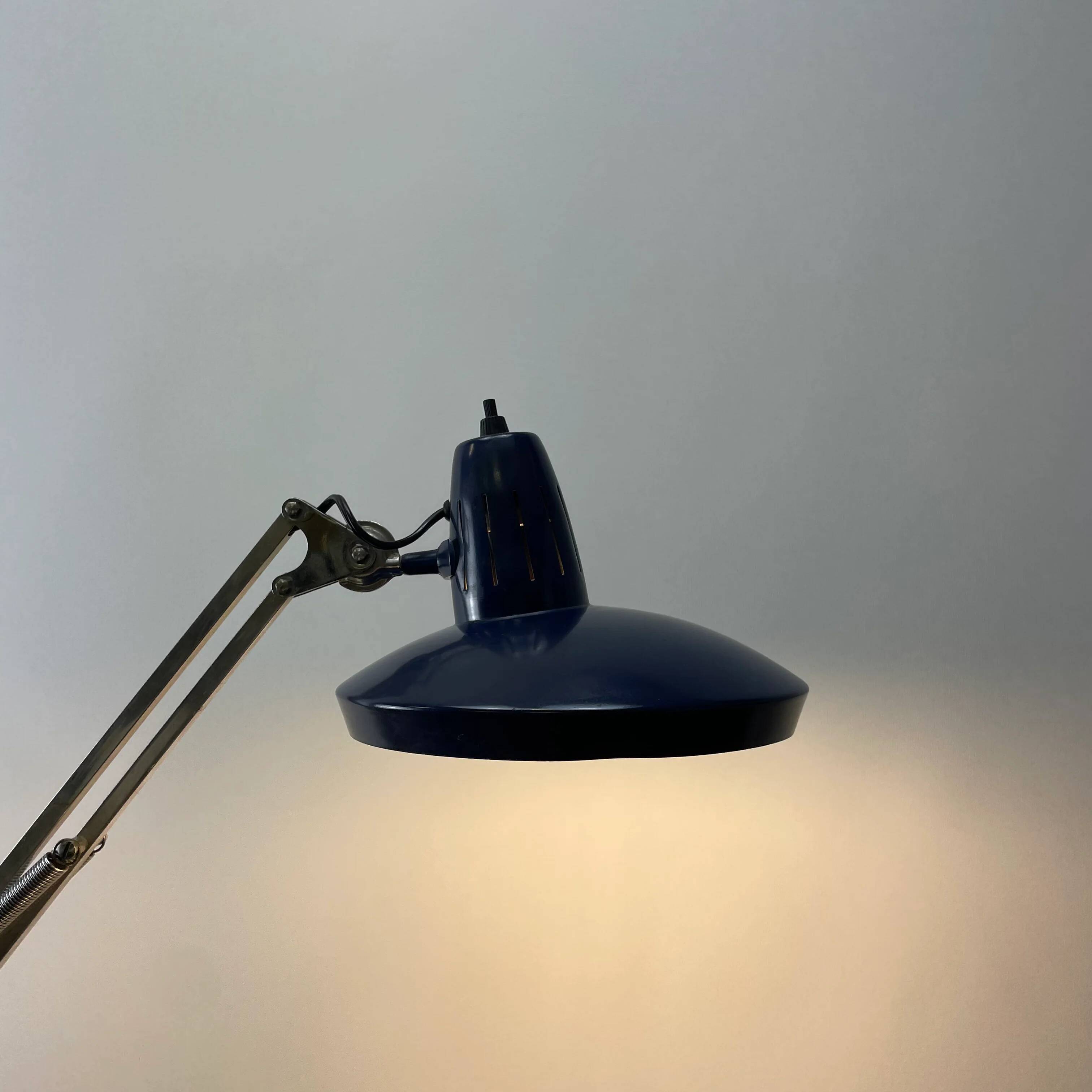 Blue desk lamp '67 G De Luxe' by Fase Madrid, Spain 1970