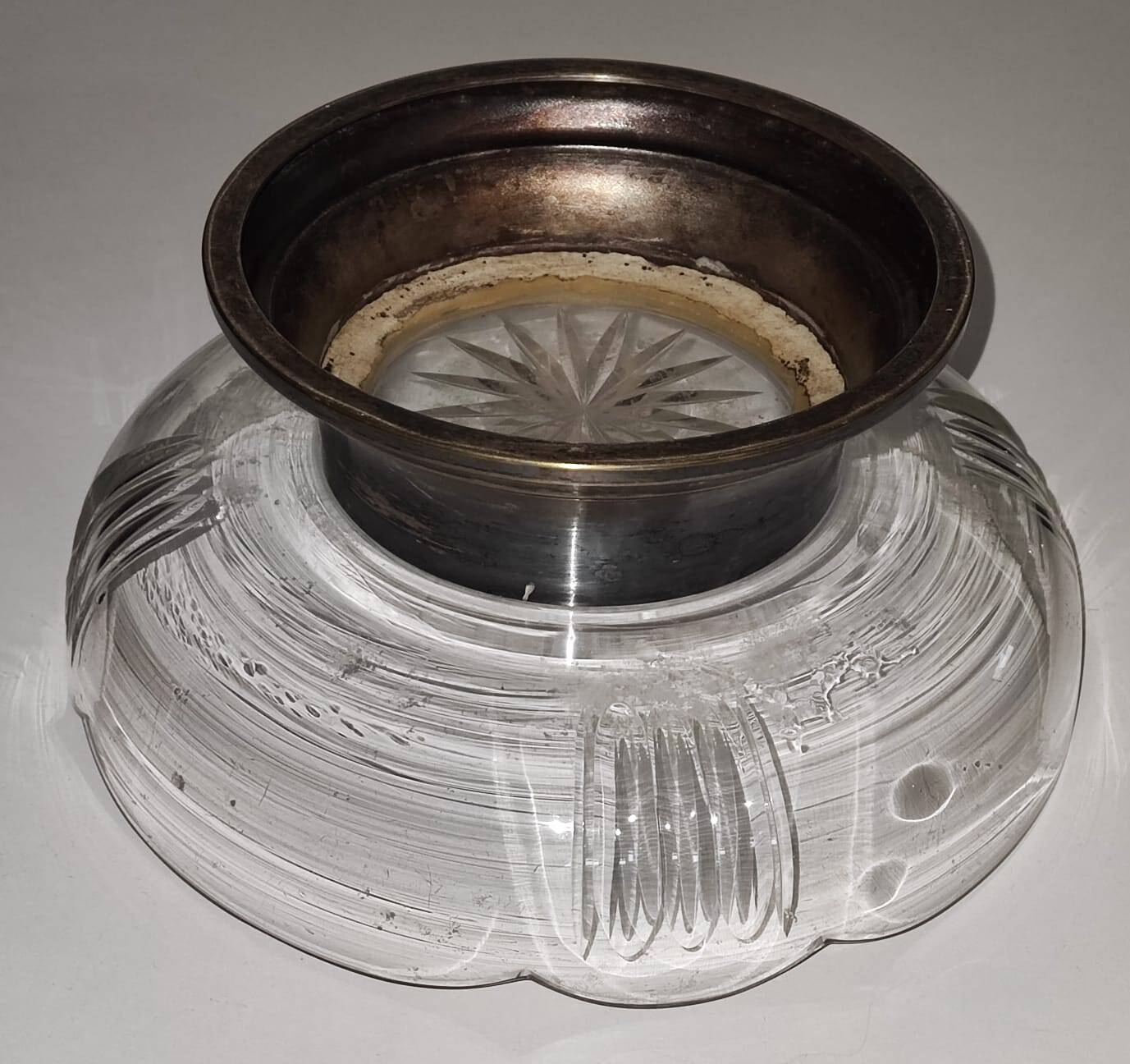 Antique cut glass compote on a pedestal – late 19th / early 20th century