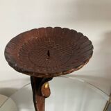 Vintage brutalist wrought iron snake candle holder