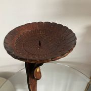 Vintage brutalist wrought iron snake candle holder