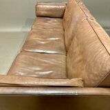 Sofa 3 places leather scandinavian design 1960