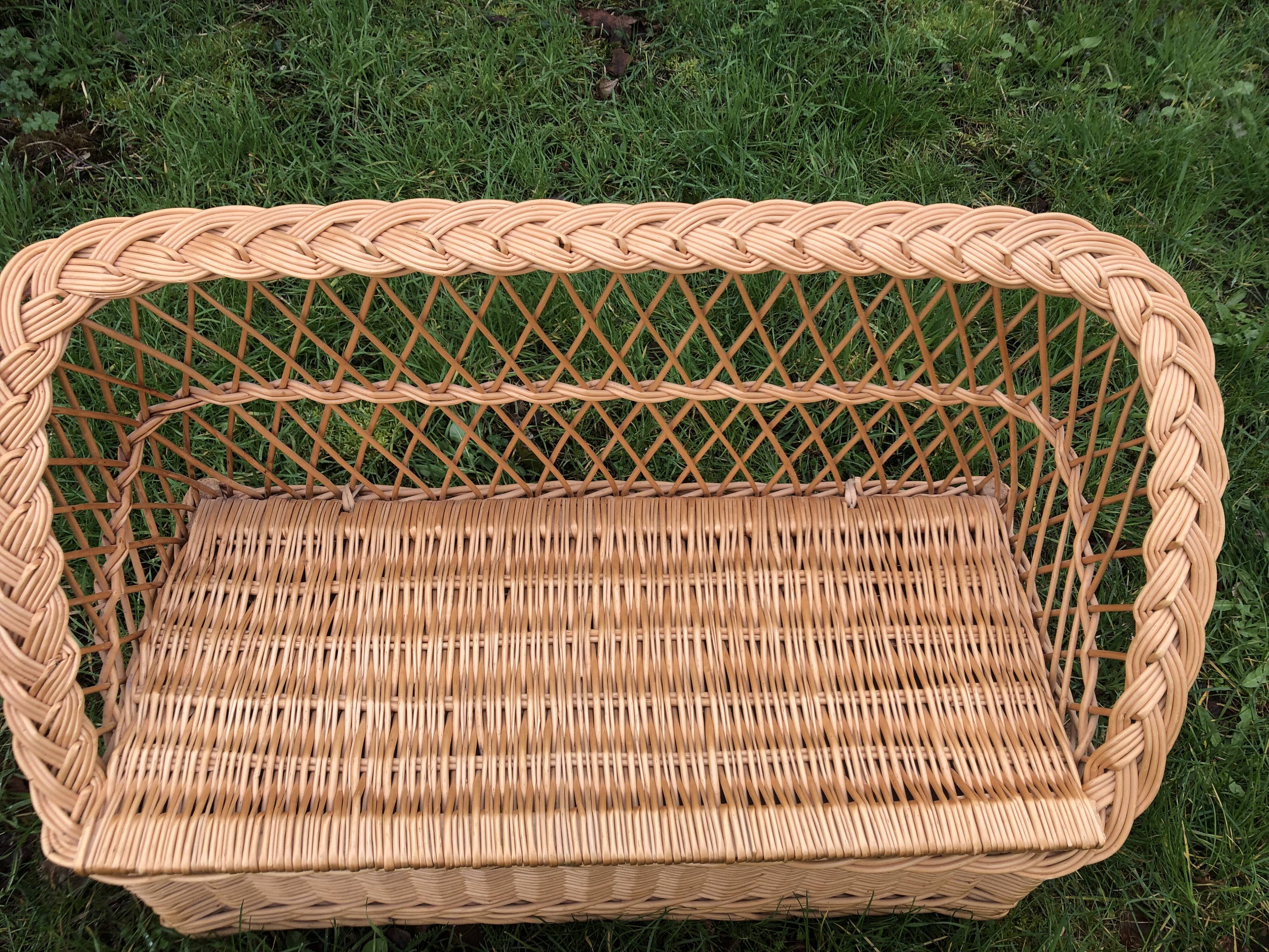 Vintage 60s rattan storage bench