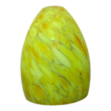 Tulipe ovoïde art déco à douille, verre jaune moucheté façon clichy, 3 dispo