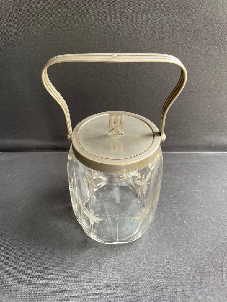 Cut crystal and silver metal cookie bucket – Art Deco