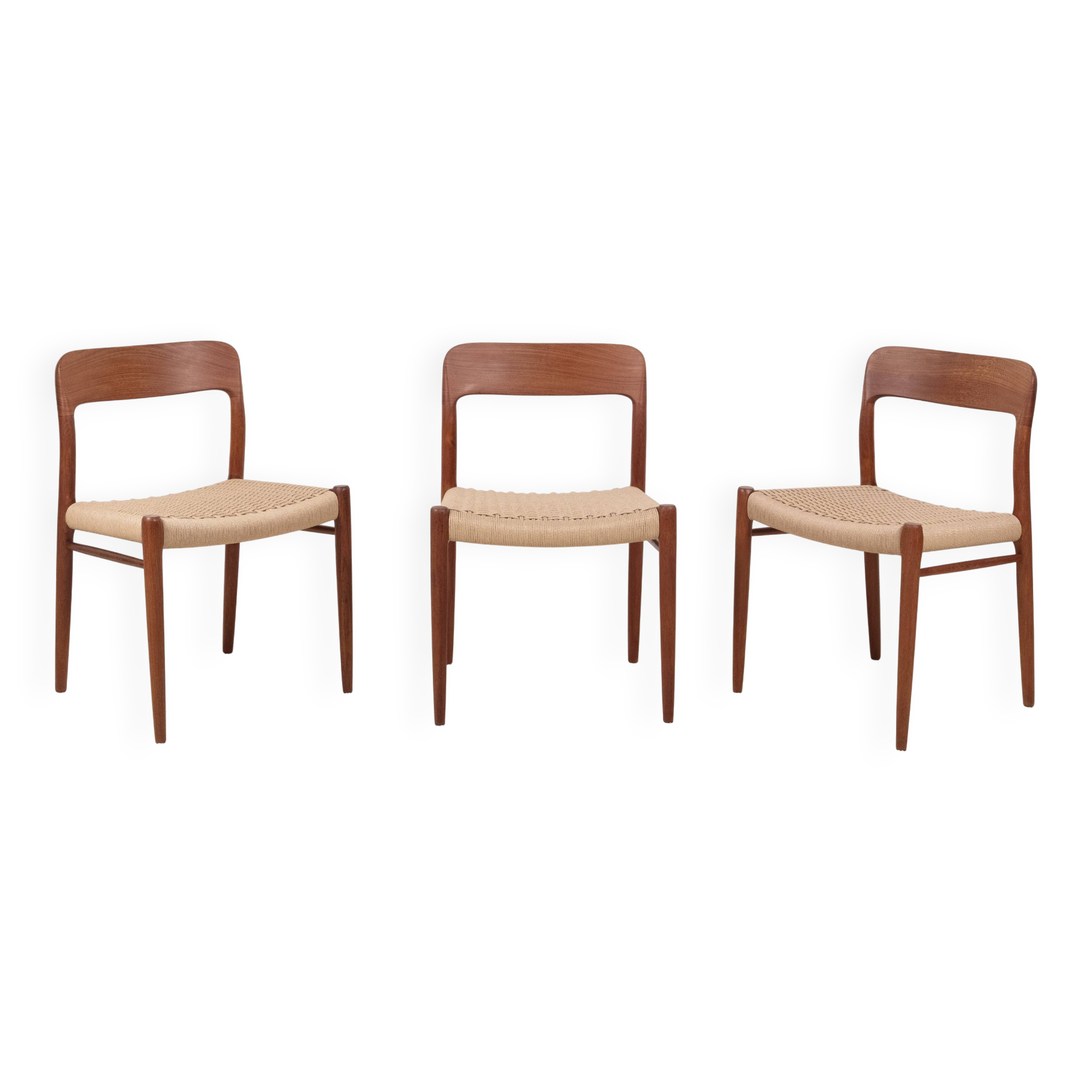 3x Niels Møller Chair Model 75 in Teak, 1960s Denmark
