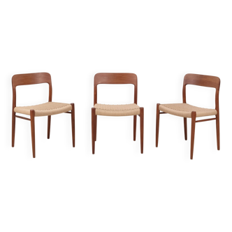 3x Niels Møller Chair Model 75 in Teak, 1960s Denmark
