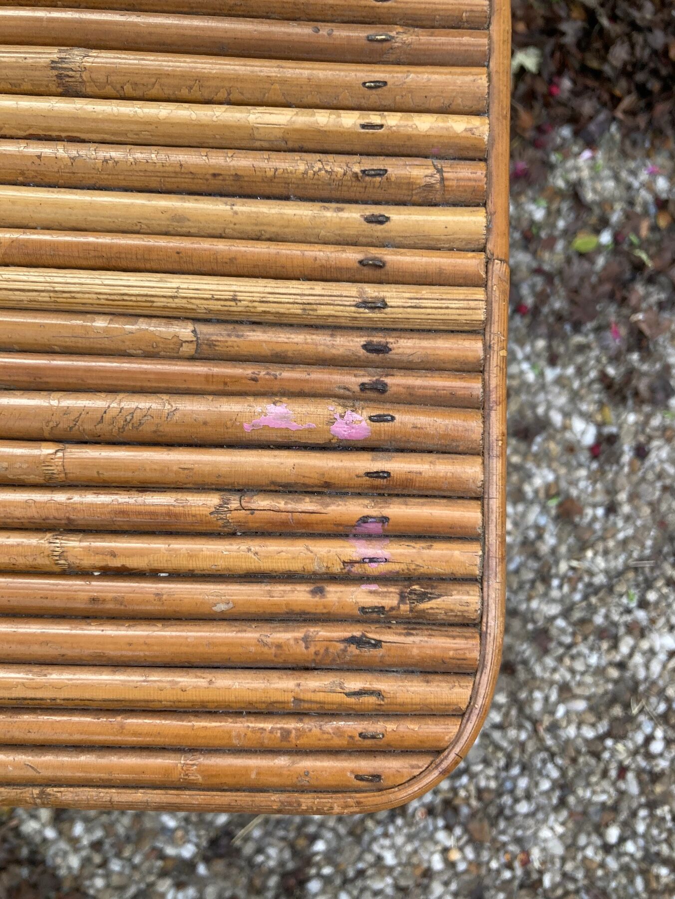 Vintage rattan magazine rack table