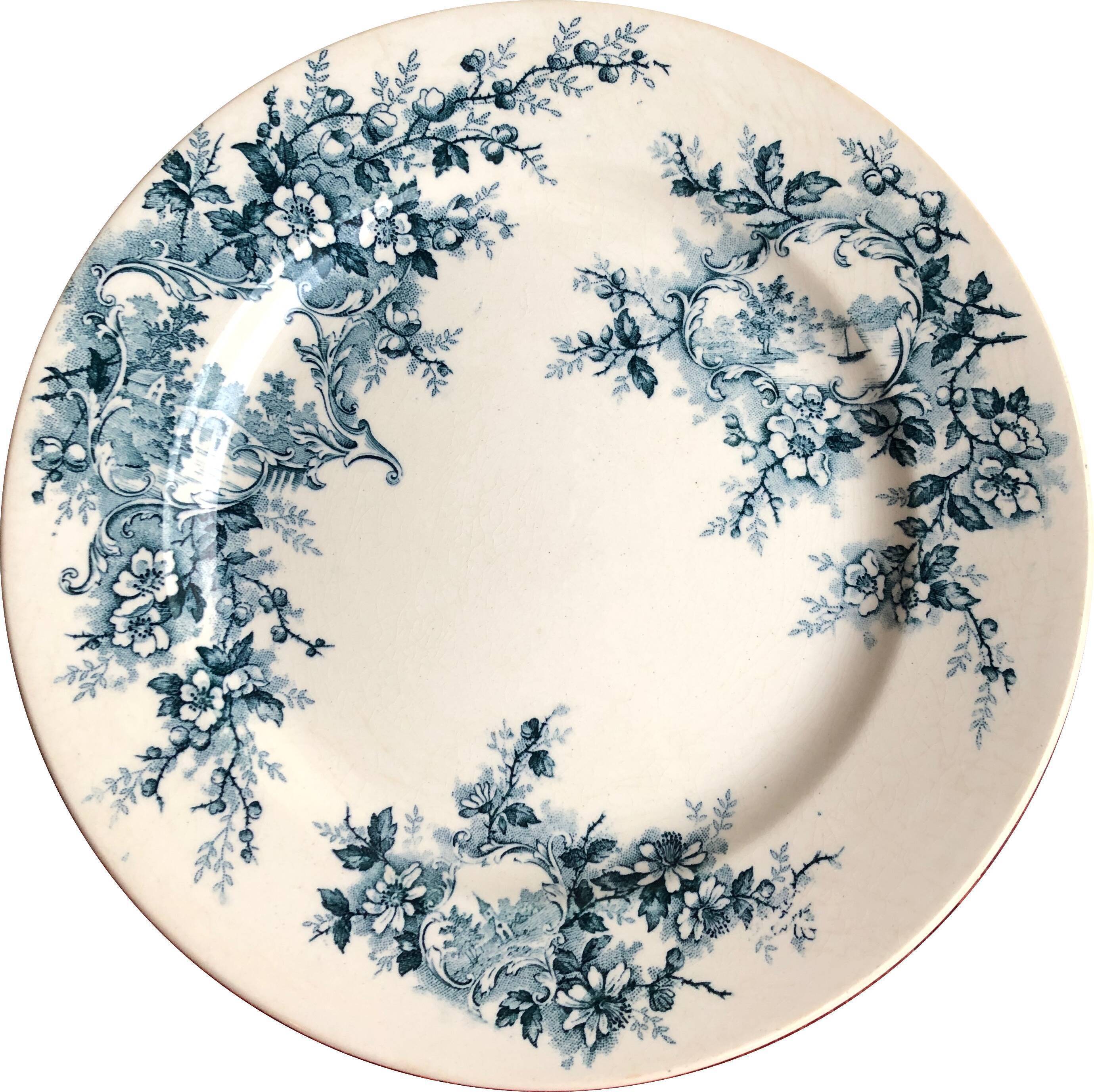 Lot of 4 flat plates in Iron Land Boulenger Choisy the Model King POMPADOUR