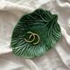 Small empty pocket dish in vintage slip leaf
